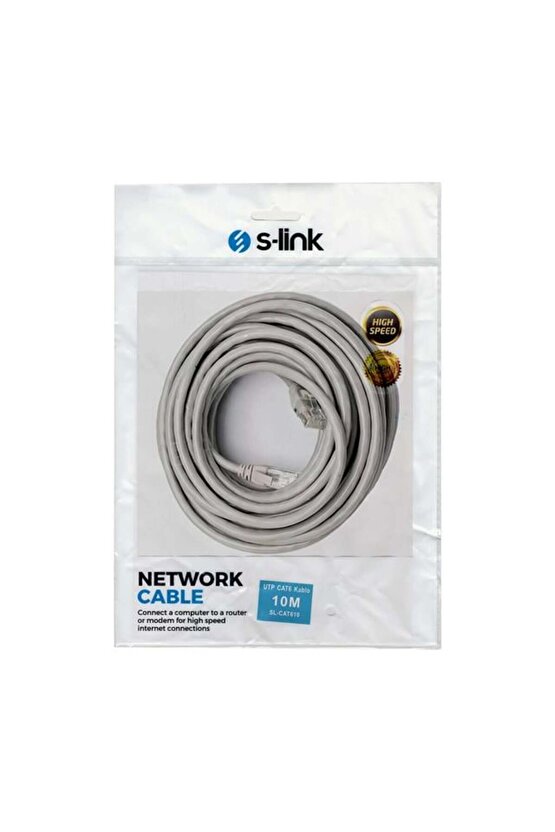 S-Link SL-CAT610 Gri Cat6 10 Metre Kablo