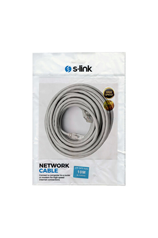 S-lınk Sl-cat610 10 Metre Gri Cat6 Kablo