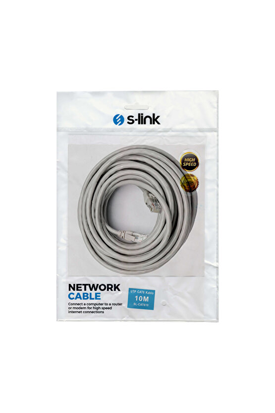S-lınk Sl-cat610 Gri Cat6 10 Metre Kablo