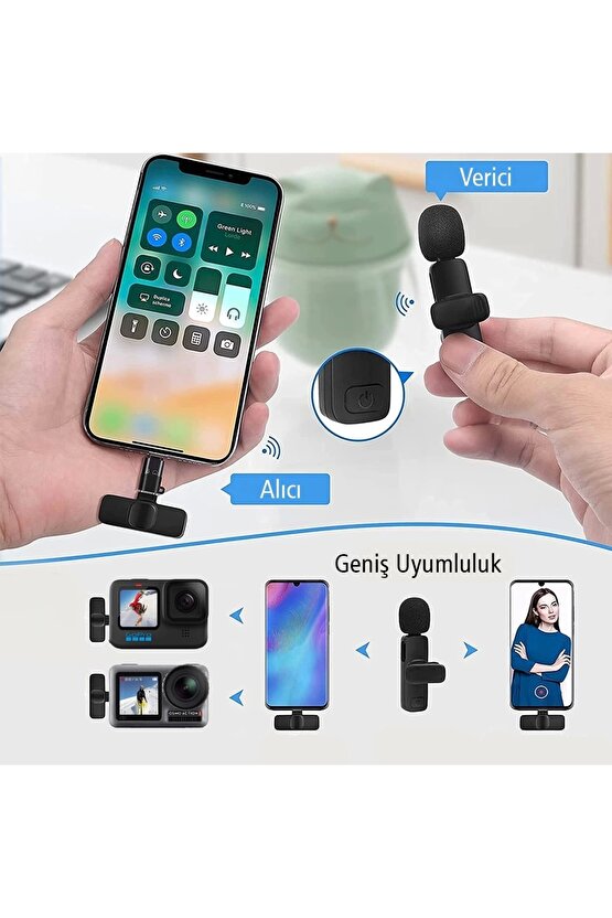 Magıcvoıce K8 Kablosuz Type-c Vlogger Yaka Mikrofonu Android, Gopro, Osmo Actıon, Iphone, Ipad