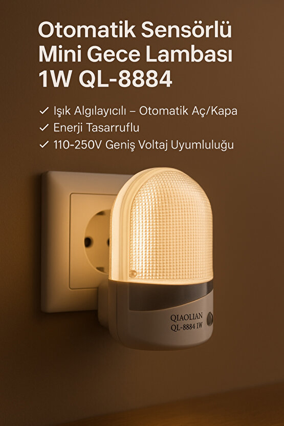 1 WATT LEDLİ FOTOSELLİ SENSÖRLÜ GECE LAMBASI (5248)