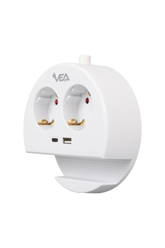 2Lİ USB + TYPE-C GİRİŞLİ TELEFON STANDLI 1.5 METRE GRUP PRİZ VE- G1102C (4767) - MLA7139-2528