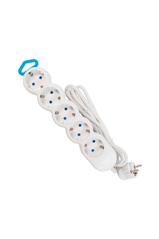 VE-2S5N 5Lİ BEYAZ 1.5 METRE KABLOLU GRUP PRİZ