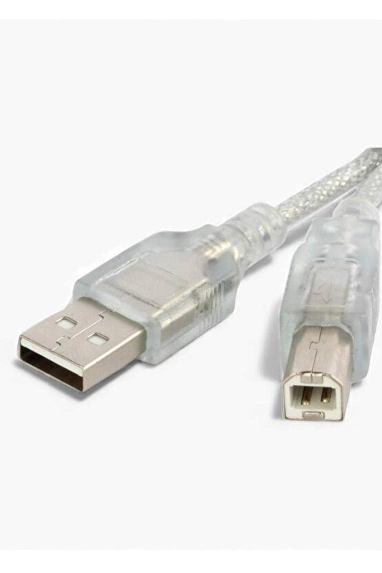 3 Metre Şeffaf USB 2.0 Yazıcı Kablosu – USB-B Printer Bağlantı Kablosu