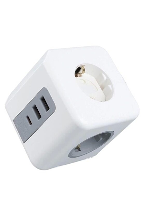 VEA VE-23089 2x USB 1x Type-C 3'lü Çocuk Ve Termal Korumalı Grup Priz (5047)