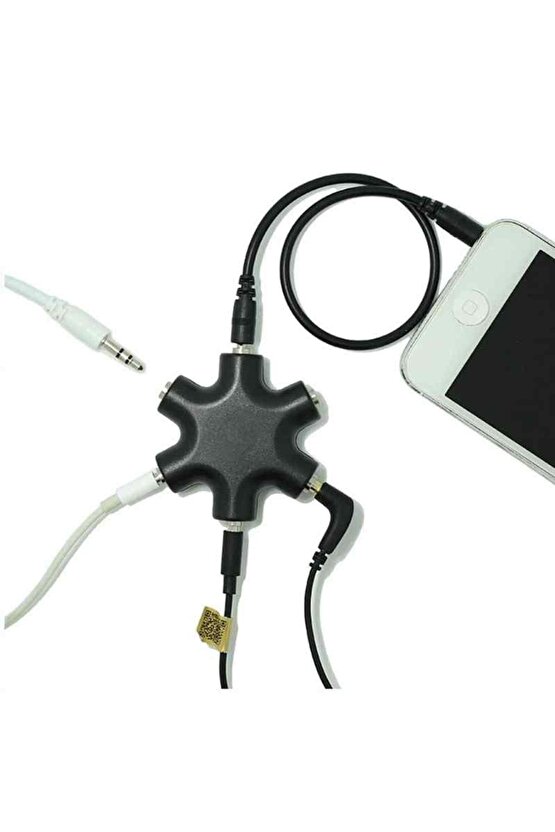 6’lı 3.5mm Stereo AUX Çoklayıcı – Çoklu Ses Bağlantı Splitter Adaptör (Kulaklık ve Hoparlör Uyumlu)
