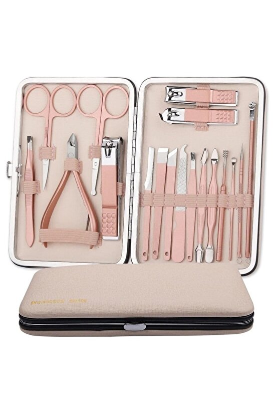 Paslanmaz Çelik 18’i 1 Arada Manikür Seti – Profesyonel Tırnak Bakım ve Pedikür Seti