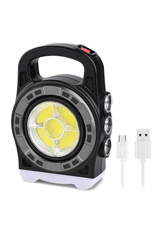 Güneş Enerjili 20W COB LED Lamba – 3 Modlu Şarj Edilebilir Kamp Işıldak