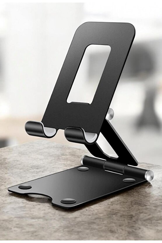 Katlanabilir Metal Masaüstü Telefon Standı – Ayarlanabilir Açı, Kaymaz Taban