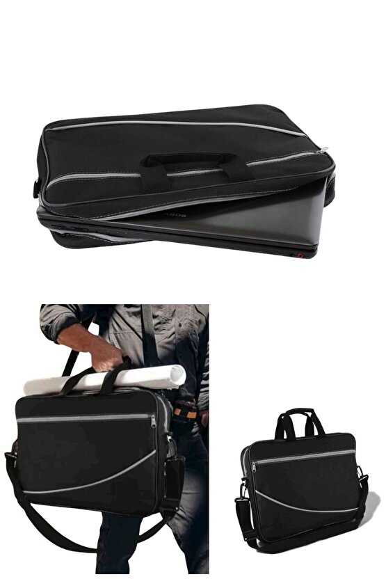 15.6″ Bilgisayar Notebook Sırt Çantası Siyah Gri – Ergonomik, Suya Dayanıklı Kumaş