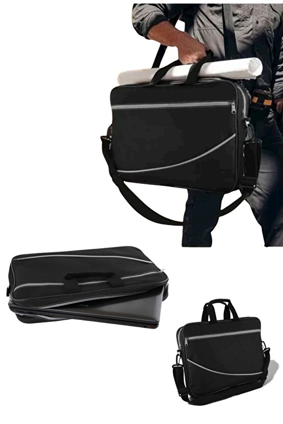 15.6″ Bilgisayar Notebook Sırt Çantası Siyah Gri – Ergonomik, Suya Dayanıklı Kumaş