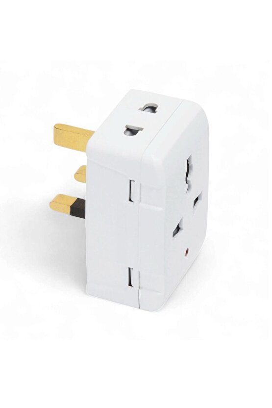 İngiliz Tipi Seyahat Prizi 3’lü | Golyat Topraklı Adaptör + Işıklı Güvenlik