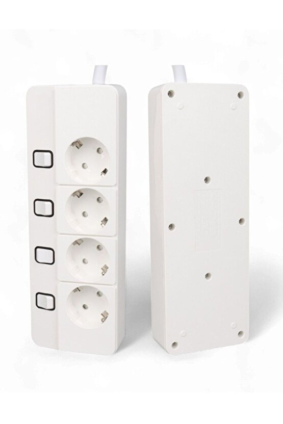 4’lü A-Class Akım Korumalı Grup Priz | 2 Metre Ayrı Anahtarlı