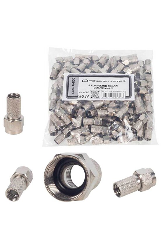 1.KALİTE SİYAH CONTALI RG6U6 22 MM F KONNEKTÖR (100LÜ POŞET)