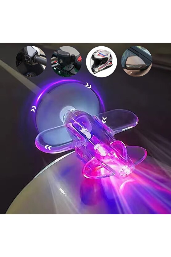 LED Işıklı Pervaneli Süs – Kırmızı & Mavi | Pilsiz, Yapışkanlı Aksesuar | Kask & Araba Uyumlu