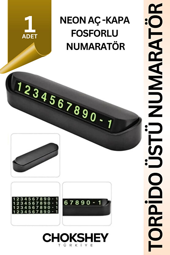 Torpido Üstü Fosforlu Neon Aç-Kapa Numaratör Araç Içi Park Telefon Numarası Araba Oto Cam Kartı