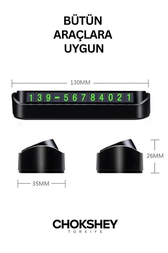 Torpido Üstü Fosforlu Neon Aç-Kapa Numaratör Araç Içi Park Telefon Numarası Araba Oto Cam Kartı