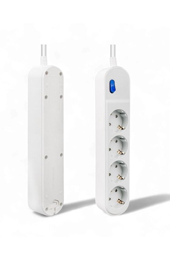 A Class 4’lü Akım Korumalı Grup Priz – 1.5 Metre Kablolu, Anahtarlı, Topraklı Priz