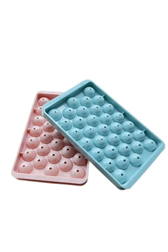 2.5 cm Çap Yuvarlak Buz Küpü Yapma Tepsisi 33 Bölmeli Küre Top Buz Kalıbı Küplü Buzluk 20x12 cm