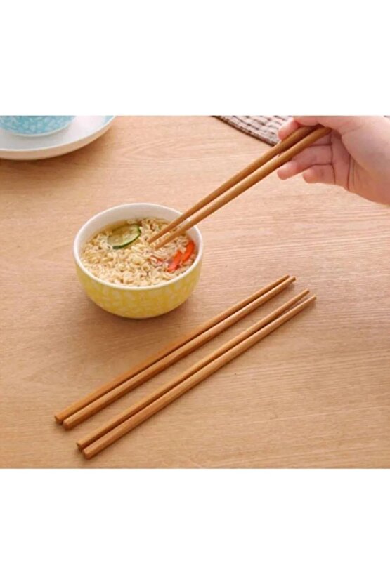 10 Çift - 20 Adet Yıkanabilir Organik Bambu Çin Kore Japon Uzakdoğu Yemek Çubuğu Chopstick