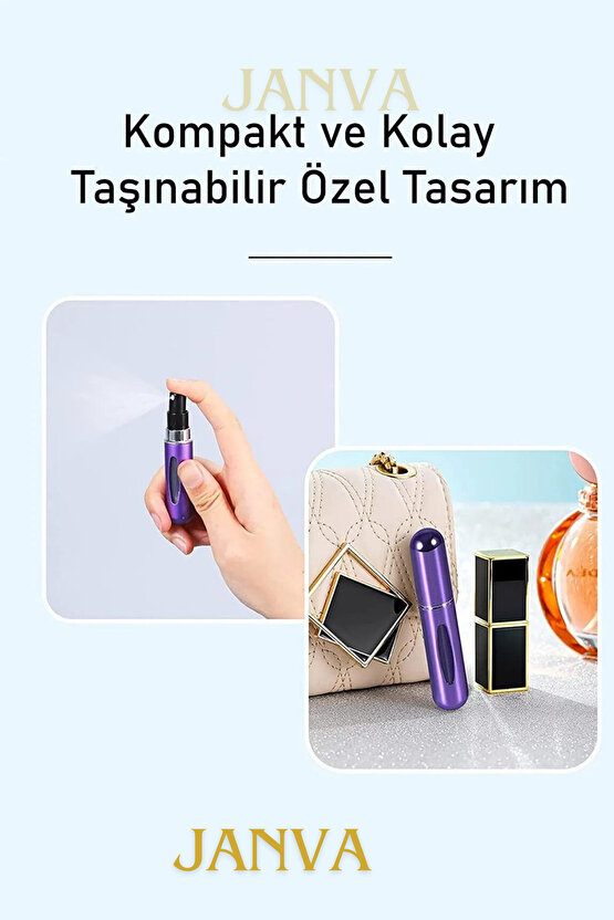 Parfüm Şişesinden Çanta Içi Mini Doldurulabilir Seyahat Cep Yedek Parfüm Şişesi 5 ml 1 adet(Siyah)