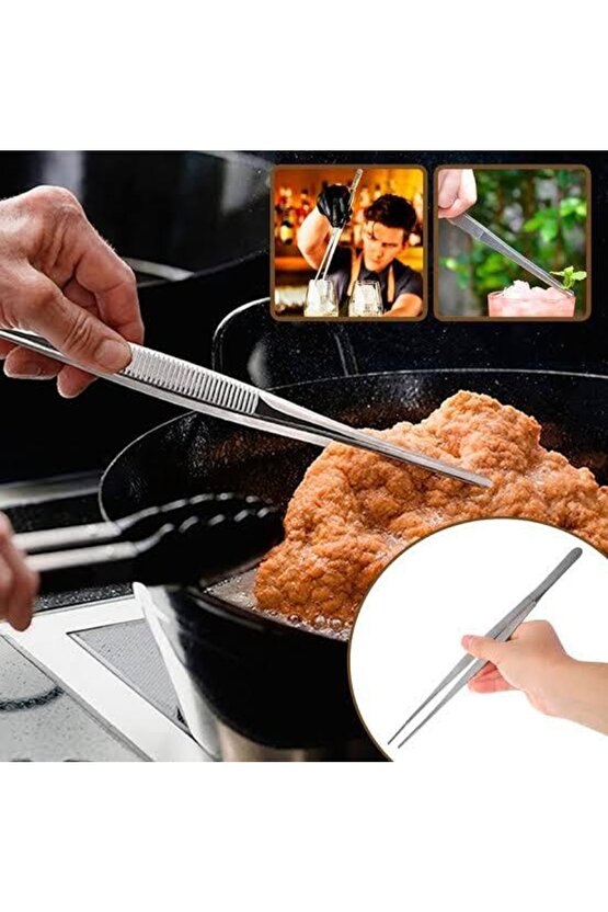 Pratik Masterchef Cımbız Maşa Pişirme Çevirme Maşası Profesyonel Şef Maşası 30 Cm. Paslanmaz Çelik