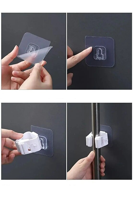 Duvar Tipi Mop Sopa Tutacağı Kendinden Yapışkanlı Güçlü Tutucu