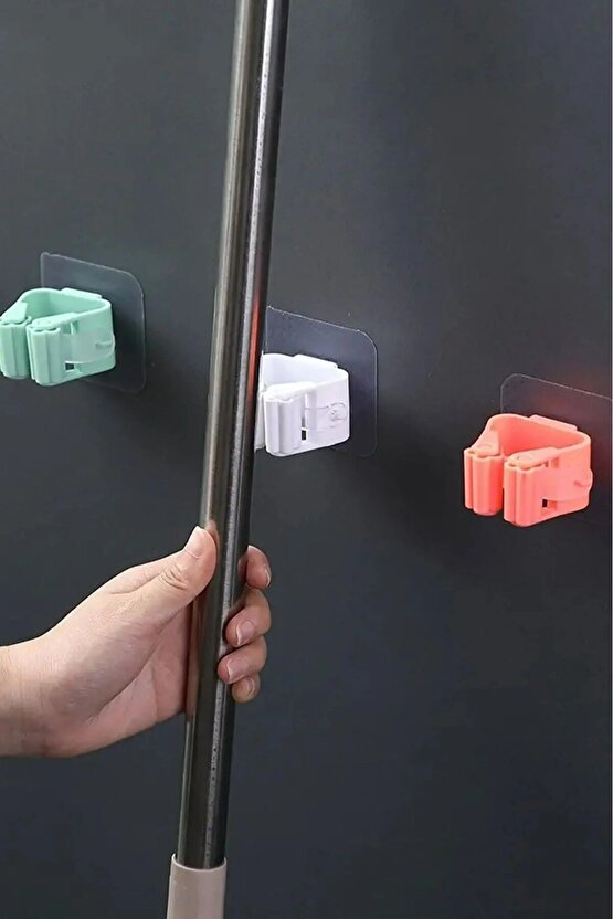 Duvar Tipi Mop Sopa Tutacağı Kendinden Yapışkanlı Güçlü Tutucu