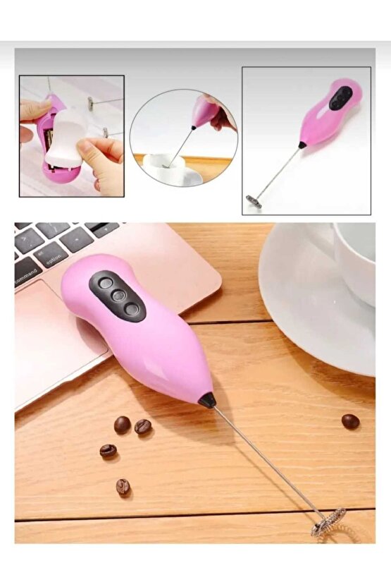 Plaova Çelik Uçlu Pilli Kahve Sos Krema Mama Süt Köpürtücü Yumurta Çırpıcı Mini Mikser