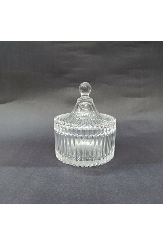 Lüx Orta Boy Kesme Kapaklı Cam Şekerlik 14x6cm
