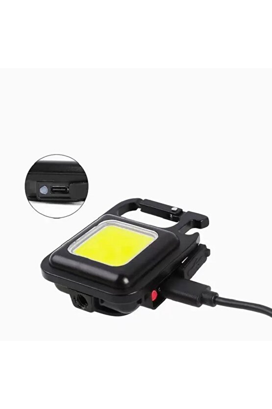 Mıknatıslı Ayaklı Anahtarlıklı 800 Lümen Ledli Tirbüşon USB Şarjlı Çok Amaçlı Mini El Feneri