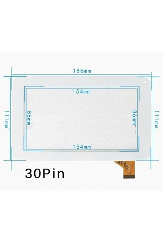 YCF0119, 86V 7 Tablet uyumlu Dokunmatik Panel - Siyah