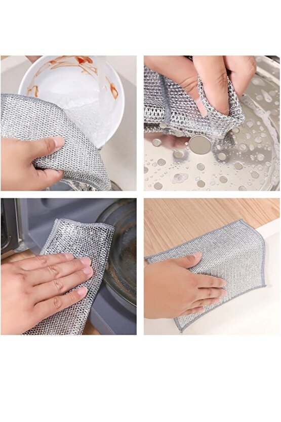5 Adet Çok Fonksiyonlu Çizilmez Tel Bulaşık Bezi Ovalama Bezi M-602