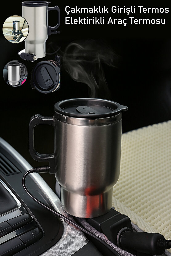 Oto Araç Içi Su Isıtıcı Kahve Makinası Kupa Tip Mug Termos Araç Çakmaklık Girişli Elektirikli Termos