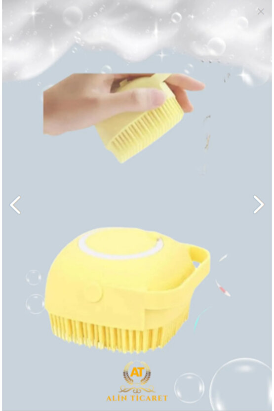 Şampuan Hazneli Silikon Peeling Duş Fırçası Sarı