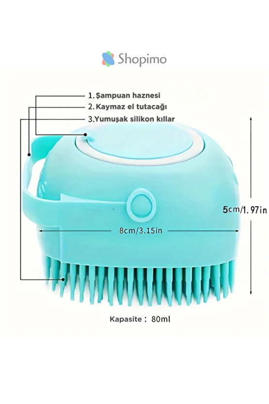 Hazneli Silikon Banyo Kesesi - Şampuan Hazneli Seyahat Tipi Masaj Fırçası