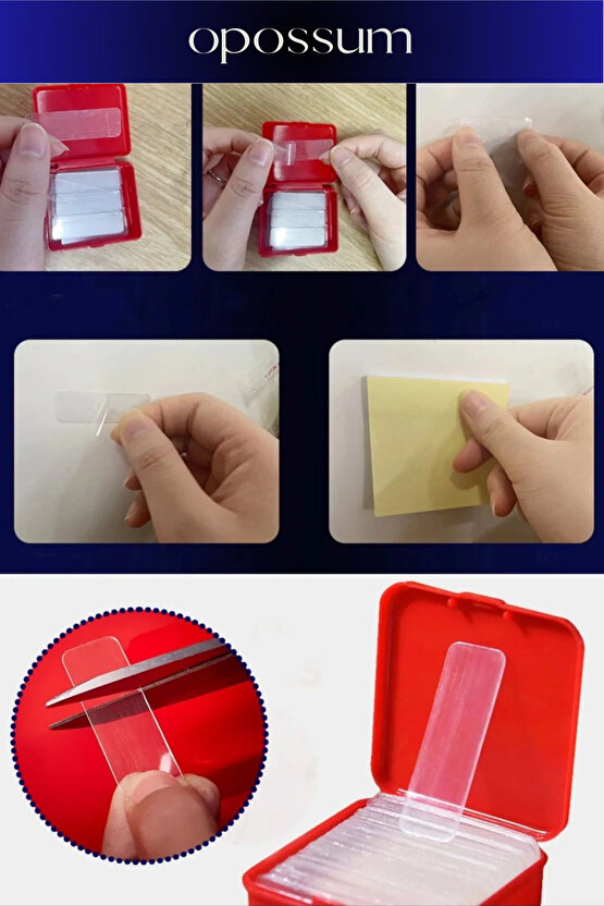 Özel Üretim Süper Güçlü Kolay Çıkarılabilir Çok Amaçlı 60 Parça Çift Taraflı Şeffaf Bant 1 Adet