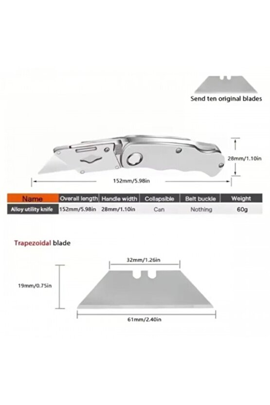 Çok Amaçlı Halı Maket Bıçağı Alçıpan Falçata Katlanabilir Maket Bıçağı Halı Kesme Aleti