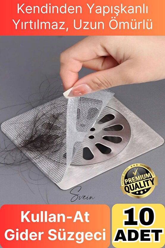 10 Adet Kullan At Yapışkanlı Banyo Duş Gider Süzgeci Saç Küvet Drenajı Tıkanıklık Tahliye Kapağı