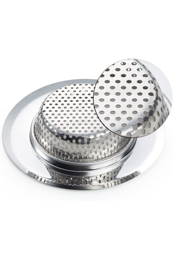 2Li Takım Büyük Boy Paslanmaz Çelik Lavabo Evye Süzgeci Ve Silikon Lavabo Tıkacı