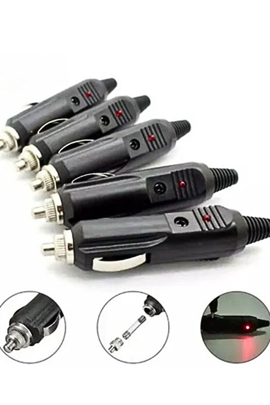 Kablosuz Araç Tipi OTO Çakmak Girişli Sigortalı DC Güç Fişi – LED Işıklı