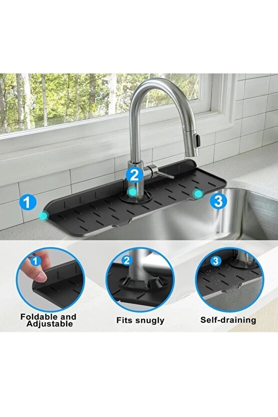 Aveo 1 Adet Kalite Evye Mutfak Lavabo Bataryası Musluk Altı Su Emici Matı Su Sızdırmaz Önleyici Mat