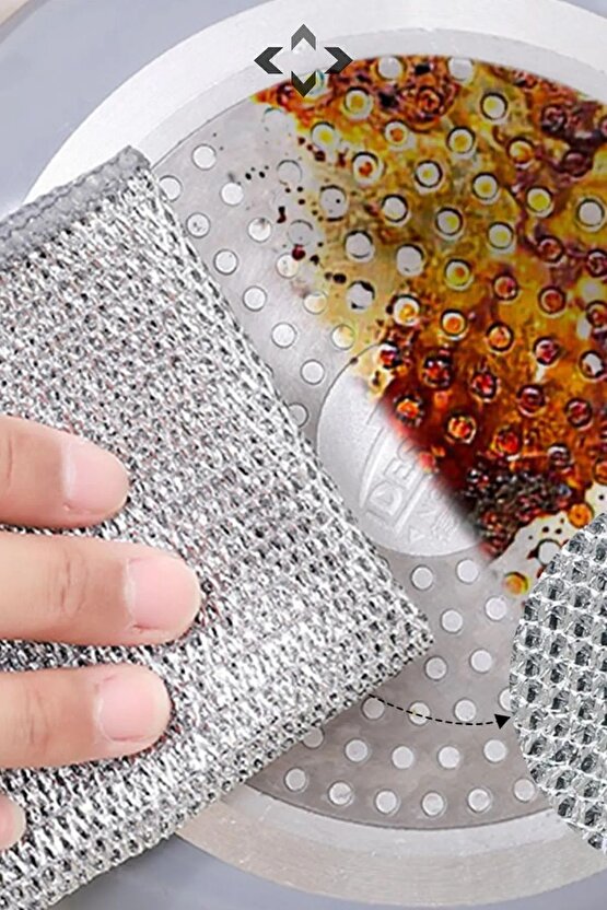 3 Adet Ince Telli Bulaşık Bezi Yag Ve Kir Sökücü Bez Tel Çizmez Bulaşık Teli Çelik Bez 20x20