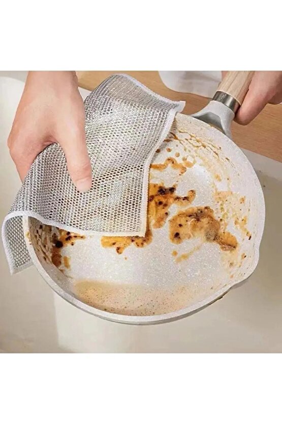 3 Adet Ince Telli Bulaşık Bezi Yag Ve Kir Sökücü Bez Tel Çizmez Bulaşık Teli Çelik Bez 20x20