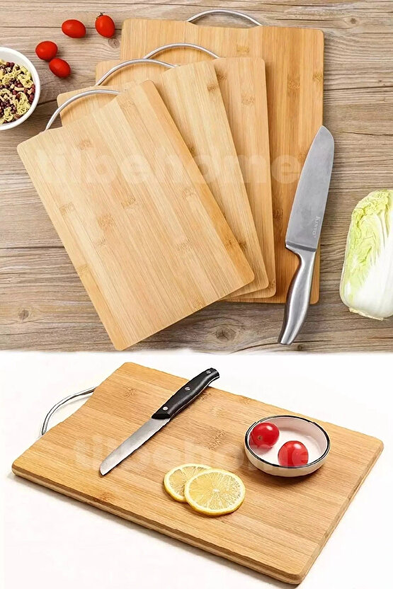 Kesme Tahtası Çelik Saplı Peynir Servis Sunum Tepsi Et Sebze Doğrama Tahtası 20*30 Boy