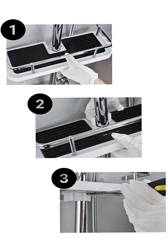 Robot Ve Sürgülü Duş Seti Sabunluk Şampuanlık Liflik Lüx Kromajlı Organizer