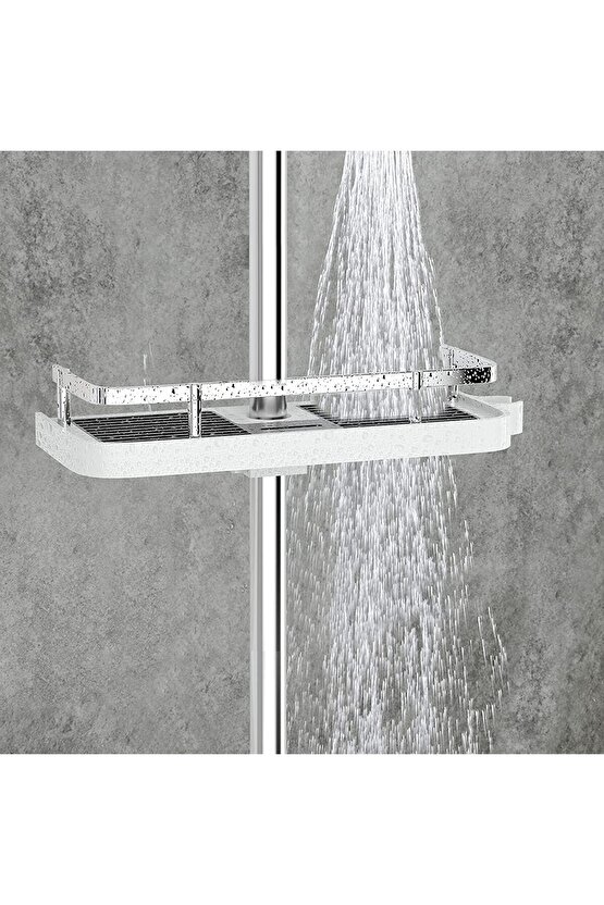 Robot Ve Sürgülü Duş Seti Sabunluk Şampuanlık Liflik Lüx Kromajlı Organizer