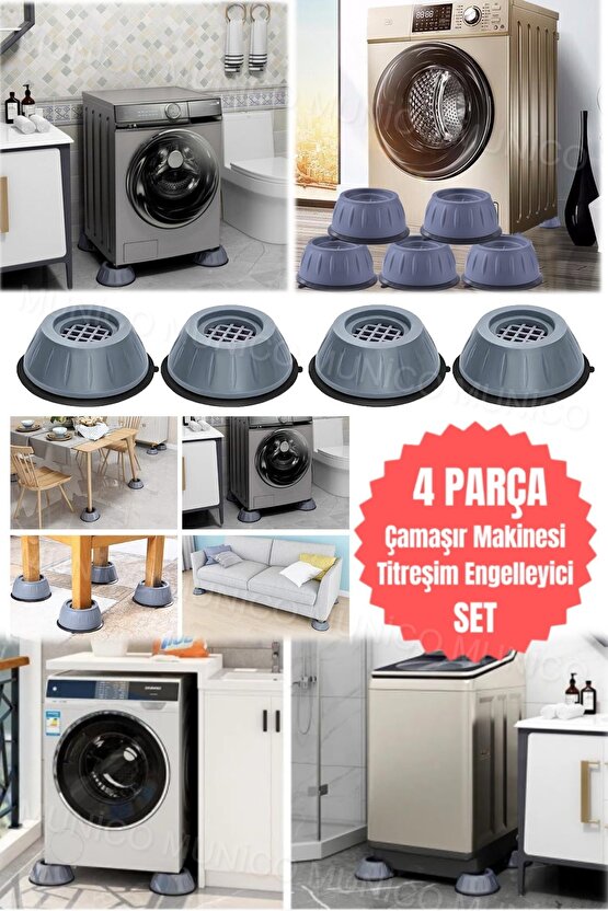Çamaşır Makinesi Stoper Pedleri 4 Parça Titreşim Önleyici Kauçuk Kaymaz Titreşim Engelleyici Pedler