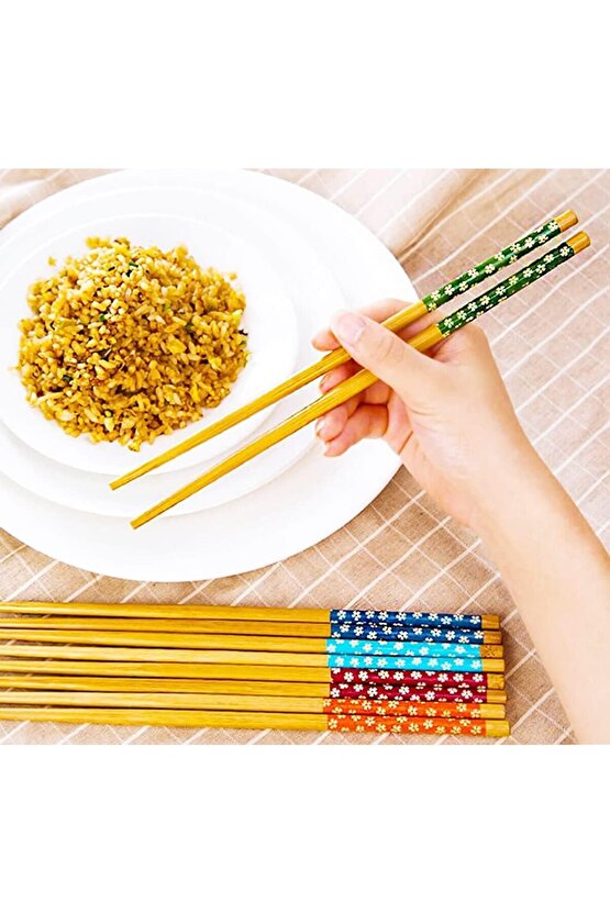 aclya 2li Desenli Yıkanabilir Kore Çin Bambu Chopsticks Yemek Çubuğu |desenli Bambu Chopstick a