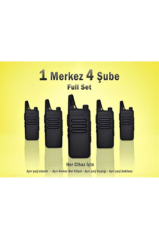 Çaycı Telsizi 1 Merkez 4 Şube Kulaklık Hediyeli Full Set